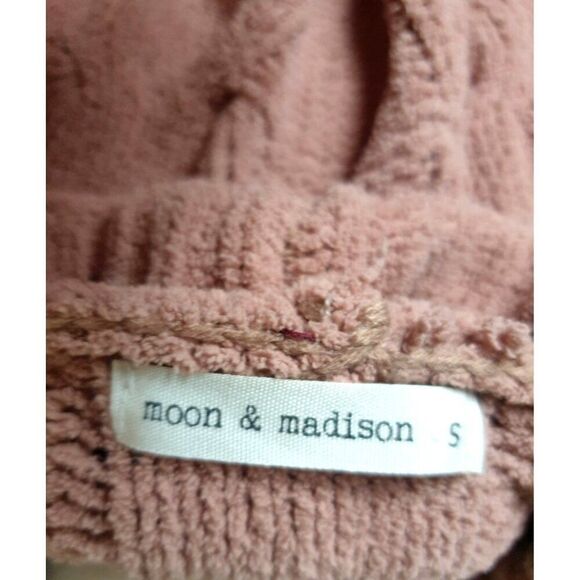 Moon & Madison Chunky Knit Sweater S Pink Turtleneck Oversized Short Coquette - Picture 5 of 5
